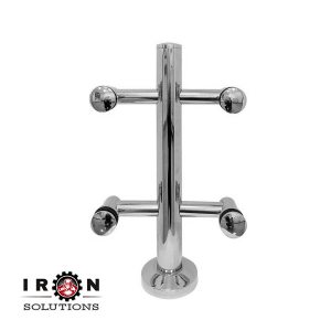 Roestvrijstalen post met handreling onder glas