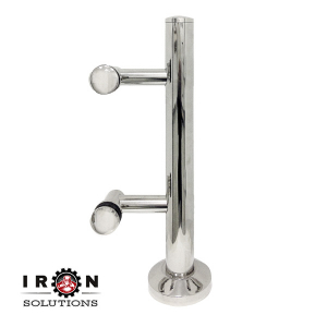 Roestvrijstalen post met handreling onder glas