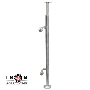 Roestvrijstalen post met handreling onder glas