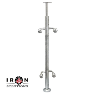 Roestvrijstalen post met handreling onder glas