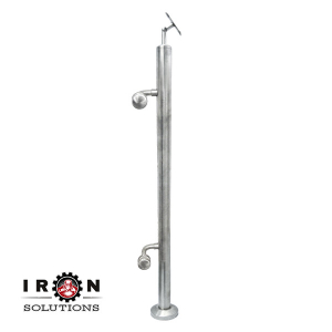 Roestvrijstalen post met handreling onder glas