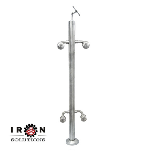 Roestvrijstalen post met handreling onder glas